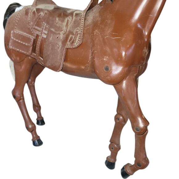 12" Vintage Model Dark Bay Horse W/Jointed Legs, Saddle ~Painted Mane & Tail - Picture 3 of 8